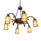 Meyda Lighting Revival 29" 6-Light Exterior Oil Rubbed Bronze Favrile Chandelier With Gold Iridescent Shade Glass