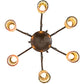 Meyda Lighting Revival 29" 6-Light Exterior Oil Rubbed Bronze Favrile Chandelier With Gold Iridescent Shade Glass