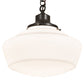 Meyda Lighting Revival 30223 16" Craftsman Brown Schoolhouse Traditional Pendant Light With White Globe Shade Glass