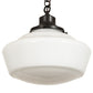 Meyda Lighting Revival 30223 16" Craftsman Brown Schoolhouse Traditional Pendant Light With White Globe Shade Glass
