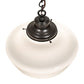 Meyda Lighting Revival 30223 16" Craftsman Brown Schoolhouse Traditional Pendant Light With White Globe Shade Glass