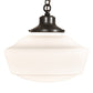 Meyda Lighting Revival 30223 16" Craftsman Brown Schoolhouse Traditional Pendant Light With White Globe Shade Glass