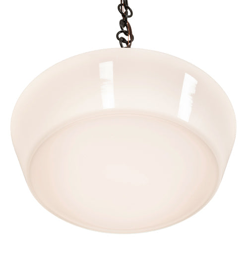 Meyda Lighting Revival 30223 16" Craftsman Brown Schoolhouse Traditional Pendant Light With White Globe Shade Glass