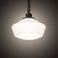 Meyda Lighting Revival 30223 16" Craftsman Brown Schoolhouse Traditional Pendant Light With White Globe Shade Glass