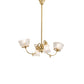 Meyda Lighting Revival 31" 4-Light Polished Brass Gas & Electric Island Chandelier With Clear Etched Shade Glass