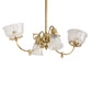 Meyda Lighting Revival 31" 4-Light Polished Brass Gas & Electric Island Chandelier With Clear Etched Shade Glass