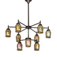 Meyda Lighting Revival 32" 9-Light Mahogany Bronze Favrile Chandelier With Gold Iridescent Shade Glass