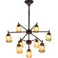 Meyda Lighting Revival 32" 9-Light Mahogany Bronze Favrile Chandelier With Gold Iridescent Shade Glass