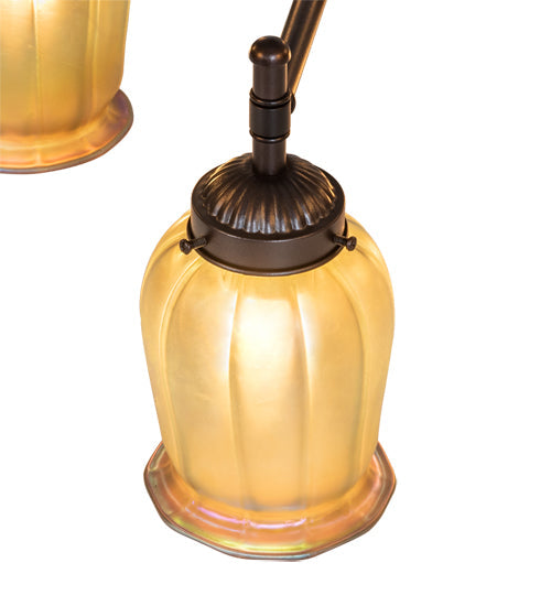 Meyda Lighting Revival 32" 9-Light Mahogany Bronze Favrile Chandelier With Gold Iridescent Shade Glass