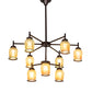 Meyda Lighting Revival 32" 9-Light Mahogany Bronze Favrile Chandelier With Gold Iridescent Shade Glass