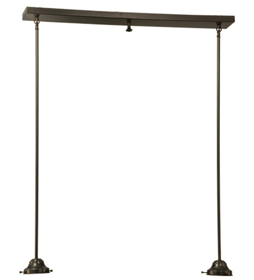 Meyda Lighting Revival 34" 2-Light Craftsman Brown on Brass Schoolhouse Island Pendant Light Hardware