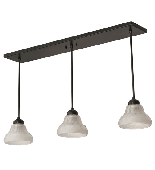 Meyda Lighting Revival 36" 3-Light Timeless Bronze Nautica Island Pendant Light With Antique White Frosted Shade Glass