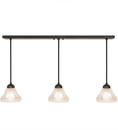 Meyda Lighting Revival 36" 3-Light Timeless Bronze Nautica Island Pendant Light With Antique White Frosted Shade Glass