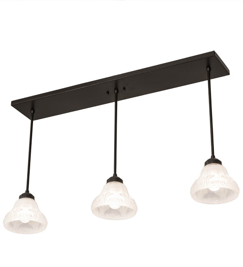 Meyda Lighting Revival 36" 3-Light Timeless Bronze Nautica Island Pendant Light With Antique White Frosted Shade Glass