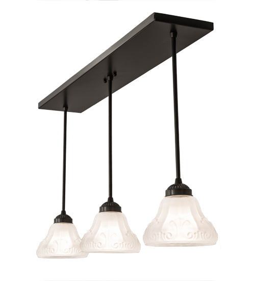 Meyda Lighting Revival 36" 3-Light Timeless Bronze Nautica Island Pendant Light With Antique White Frosted Shade Glass