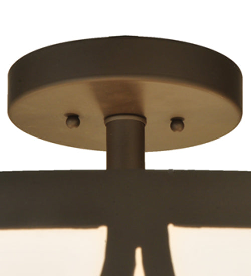 Meyda Lighting Revival 36" 4-Light Oil Rubbed Bronze Deco Semi-flush Mount Ceiling Light With Gloss Statuario Idalight Shade