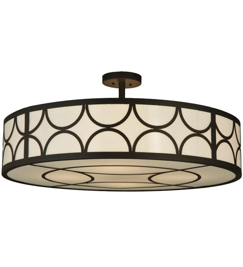 Meyda Lighting Revival 36" 4-Light Oil Rubbed Bronze Deco Semi-flush Mount Ceiling Light With Gloss Statuario Idalight Shade