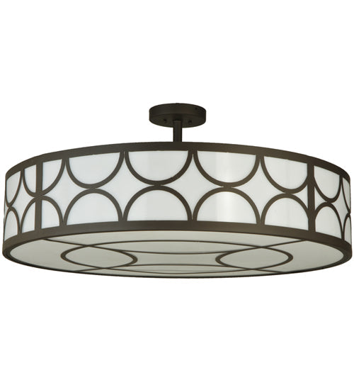 Meyda Lighting Revival 36" 4-Light Oil Rubbed Bronze Deco Semi-flush Mount Ceiling Light With Gloss Statuario Idalight Shade