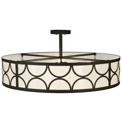 Meyda Lighting Revival 36" 4-Light Oil Rubbed Bronze Deco Semi-flush Mount Ceiling Light With Gloss Statuario Idalight Shade