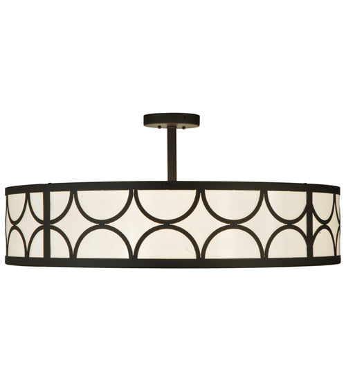 Meyda Lighting Revival 36" 4-Light Oil Rubbed Bronze Deco Semi-flush Mount Ceiling Light With Gloss Statuario Idalight Shade