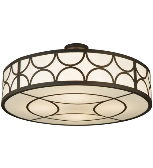 Meyda Lighting Revival 36" 4-Light Oil Rubbed Bronze Deco Semi-flush Mount Ceiling Light With Gloss Statuario Idalight Shade