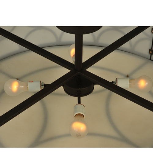 Meyda Lighting Revival 36" 4-Light Oil Rubbed Bronze Deco Semi-flush Mount Ceiling Light With Gloss Statuario Idalight Shade