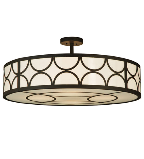 Meyda Lighting Revival 36" 4-Light Oil Rubbed Bronze Deco Semi-flush Mount Ceiling Light With Gloss Statuario Idalight Shade