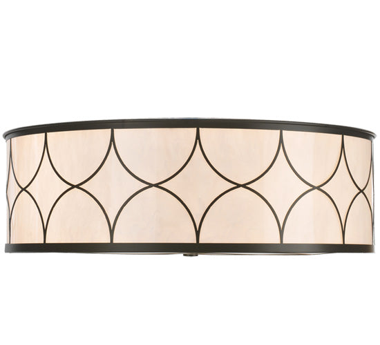 Meyda Lighting Revival 36" 4-Light Solar Black Deco Flush Mount Light With Cilindro Whitestone Idalight Shade Glass