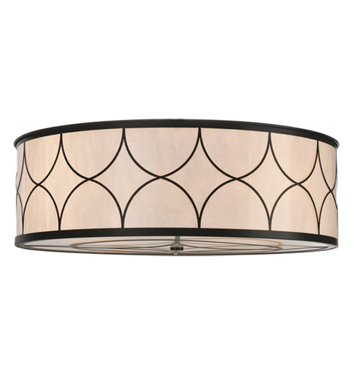 Meyda Lighting Revival 36" 4-Light Solar Black Deco Flush Mount Light With Cilindro Whitestone Idalight Shade Glass