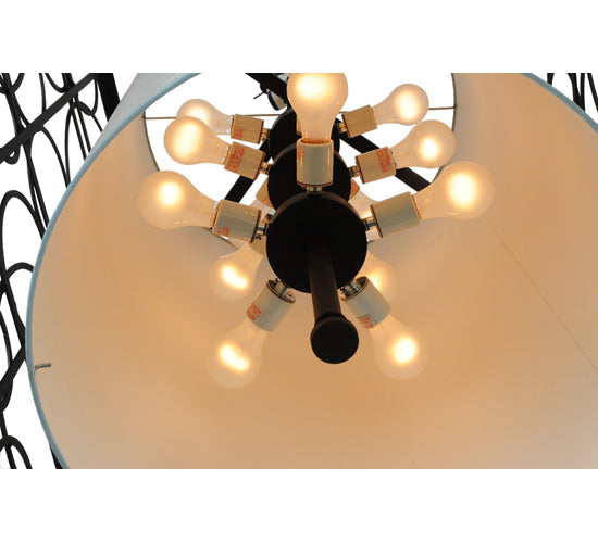 Meyda Lighting Revival 37" 15-Light Blackwash Deco Pendant Light With Statuario Idalight Shade