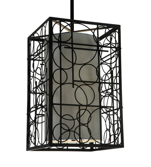 Meyda Lighting Revival 37" 15-Light Blackwash Deco Pendant Light With Statuario Idalight Shade