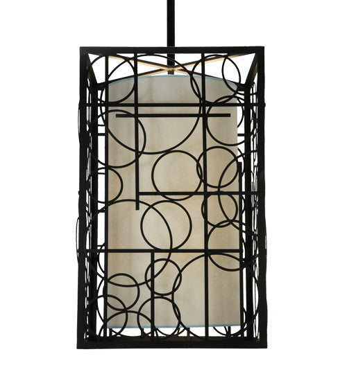 Meyda Lighting Revival 37" 15-Light Blackwash Deco Pendant Light With Statuario Idalight Shade
