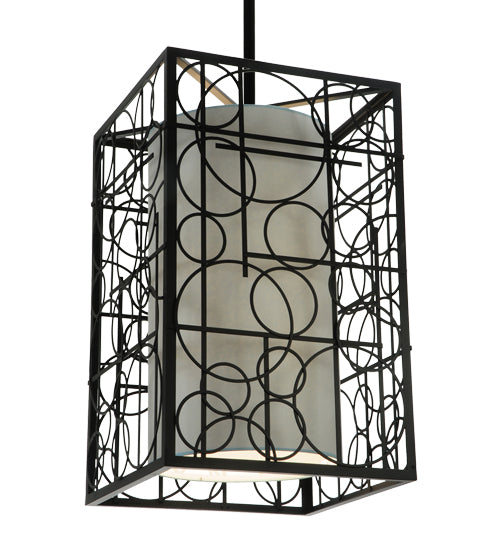 Meyda Lighting Revival 37" 15-Light Blackwash Deco Pendant Light With Statuario Idalight Shade