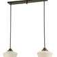 Meyda Lighting Revival 41" 2-Light Craftsman Brown Schoolhouse Island Pendant Light With White Opal Shade Glass