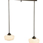 Meyda Lighting Revival 41" 2-Light Craftsman Brown Schoolhouse Island Pendant Light With White Opal Shade Glass