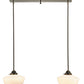 Meyda Lighting Revival 41" 2-Light Craftsman Brown Schoolhouse Island Pendant Light With White Opal Shade Glass