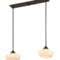 Meyda Lighting Revival 41" 2-Light Craftsman Brown Schoolhouse Island Pendant Light With White Opal Shade Glass