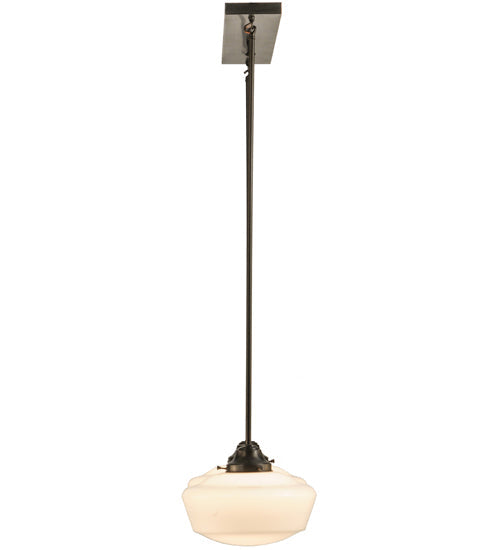 Meyda Lighting Revival 41" 2-Light Craftsman Brown Schoolhouse Island Pendant Light With White Opal Shade Glass