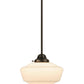 Meyda Lighting Revival 41" 2-Light Craftsman Brown Schoolhouse Island Pendant Light With White Opal Shade Glass