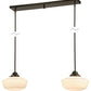 Meyda Lighting Revival 41" 2-Light Craftsman Brown Schoolhouse Island Pendant Light With White Opal Shade Glass