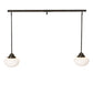 Meyda Lighting Revival 43" 2-Light Craftsman Brown Schoolhouse Pendant Light With White Opal Shade Glass