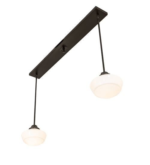 Meyda Lighting Revival 43" 2-Light Craftsman Brown Schoolhouse Pendant Light With White Opal Shade Glass