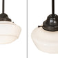 Meyda Lighting Revival 43" 2-Light Craftsman Brown Schoolhouse Pendant Light With White Opal Shade Glass