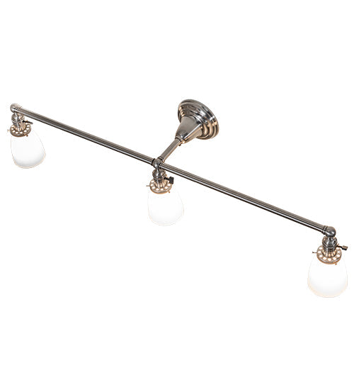 Meyda Lighting Revival 43" 3-Light Brushed Nickel Goblet Vanity Light With White Opal Shade Glass