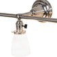 Meyda Lighting Revival 43" 3-Light Brushed Nickel Goblet Vanity Light With White Opal Shade Glass