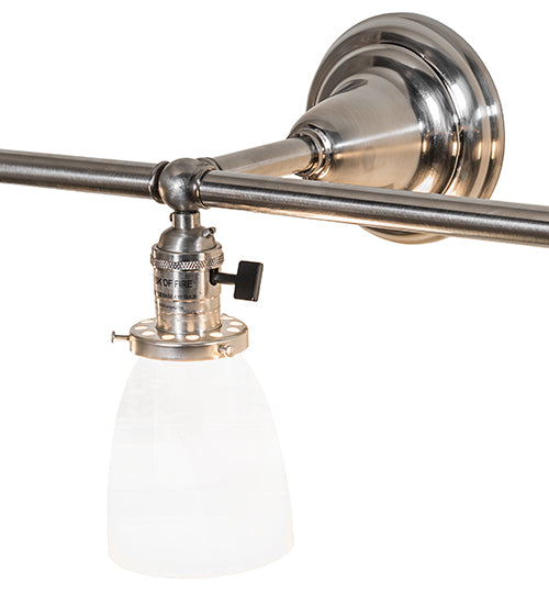 Meyda Lighting Revival 43" 3-Light Brushed Nickel Goblet Vanity Light With White Opal Shade Glass