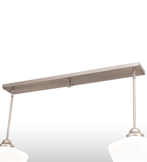 Meyda Lighting Revival 47" 2-Light Brushed Nickel Island Pendant Light With Solid White Shade Glass