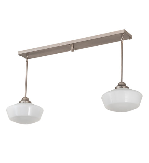 Meyda Lighting Revival 47" 2-Light Brushed Nickel Island Pendant Light With Solid White Shade Glass