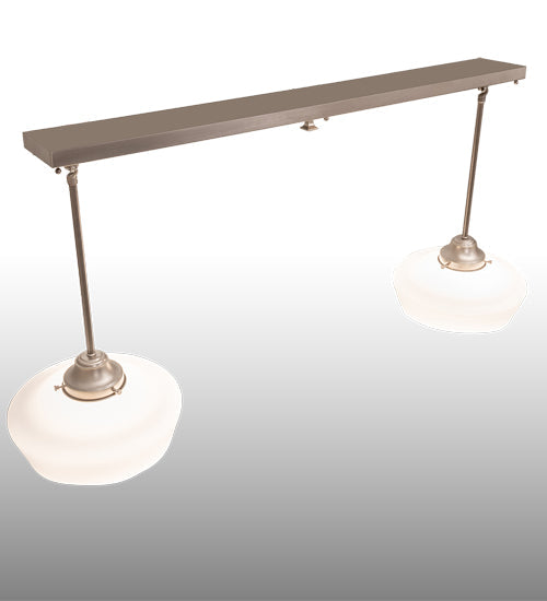 Meyda Lighting Revival 47" 2-Light Brushed Nickel Island Pendant Light With Solid White Shade Glass