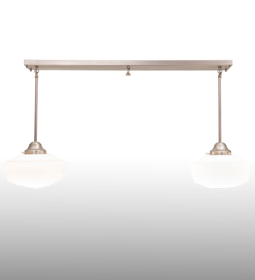 Meyda Lighting Revival 47" 2-Light Brushed Nickel Island Pendant Light With Solid White Shade Glass